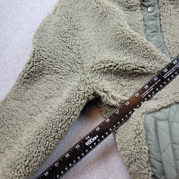 Bagatelle Teddy Jacket Womens Medium Green Quilted Pockets Snap Front - Picture 8 of 13